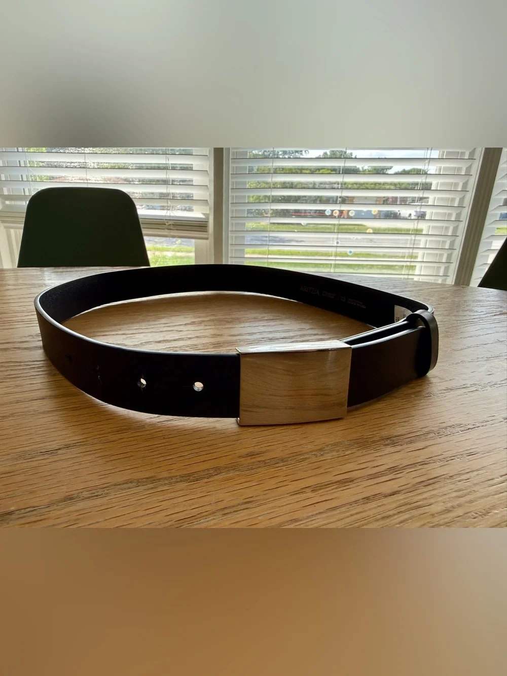 Aritzia Pillar Black Silver Leather Belt w Quick Release Buckle XS